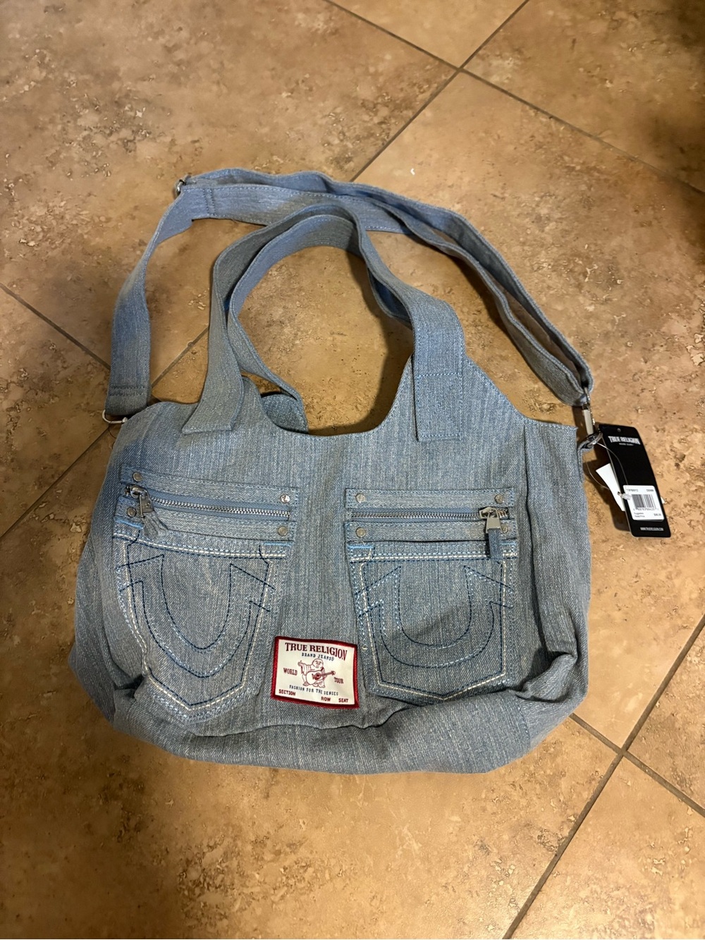 True Religion Denim Tote Bag in Light Blue